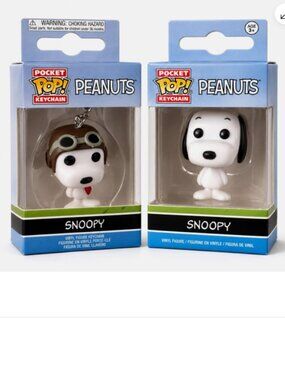 (Set of 2) Snoopy Dog Couple Aviation Pilot Key Fob Charm Pendant Bag KeyChain